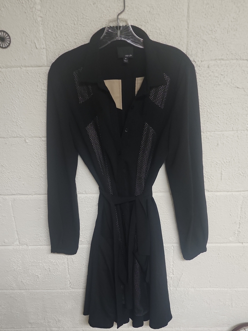 Greylin Black Long-Sleeve Shirt Dress with Belt